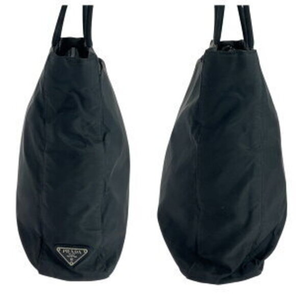 Prada Tessuto triangular logo plate black nylon shoulder bag - Picture 7 of 10